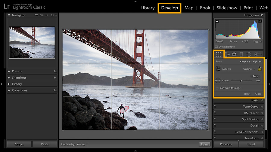 قم بتكبير الصورة في Lightroom